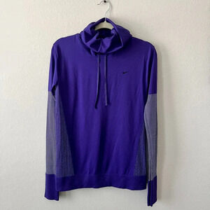 NIKE DRI-FIT PURPLE high turtle neck cowl Sweatshirt mesh detail WOMENS SIZE S
